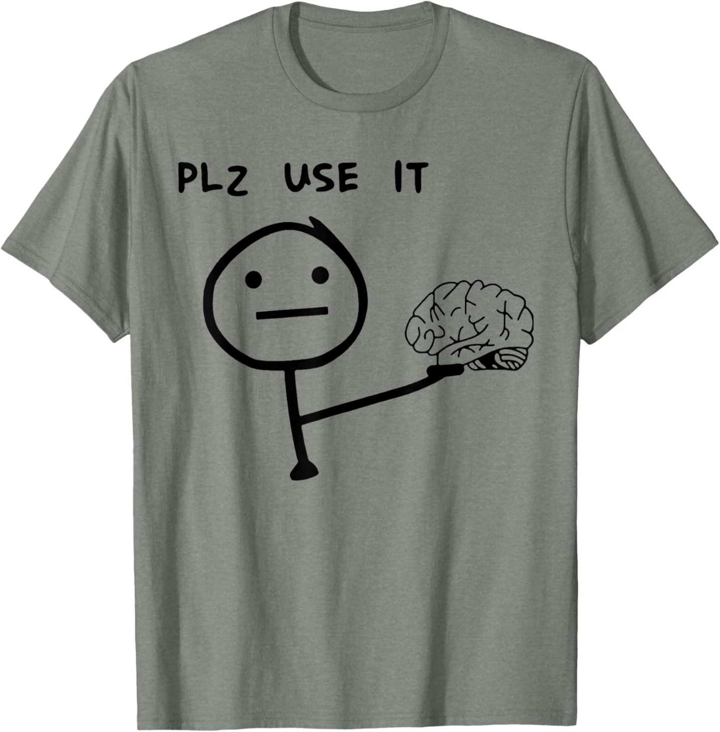 Herr T-shirt med rolig meme-tryck – Plz Use It – Avslappnad stil för vardagsbruk