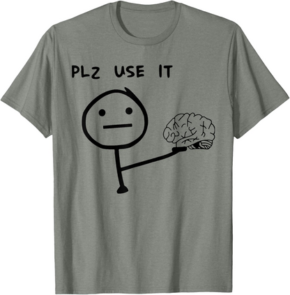 Herr T-shirt med rolig meme-tryck – Plz Use It – Avslappnad stil för vardagsbruk