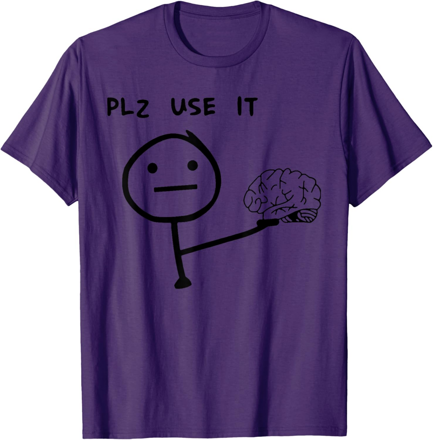Herr T-shirt med rolig meme-tryck – Plz Use It – Avslappnad stil för vardagsbruk