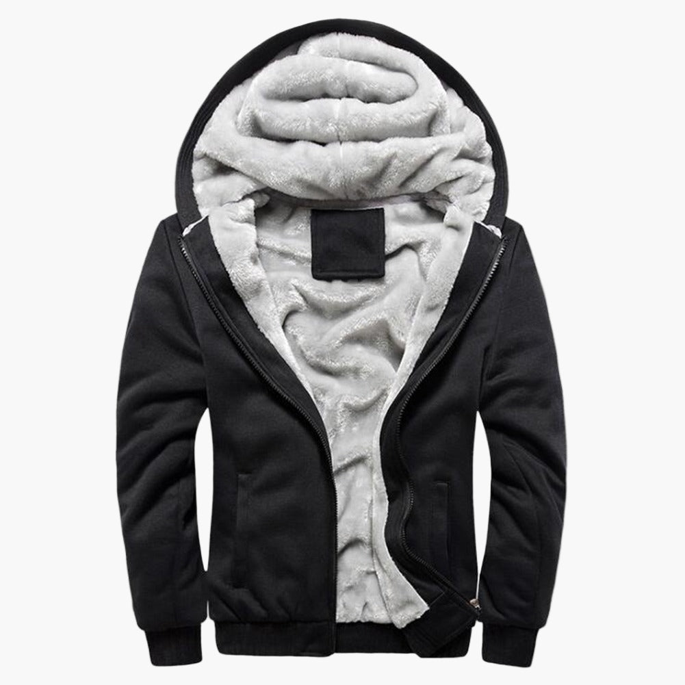 Herr Vinterjacka med Huva – Varm Fodrad Hoodie för Vardagsbruk