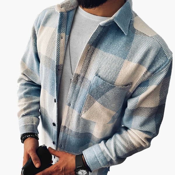 Herr Skjortjacka Rutigt Casual Stil Vardagsbruk