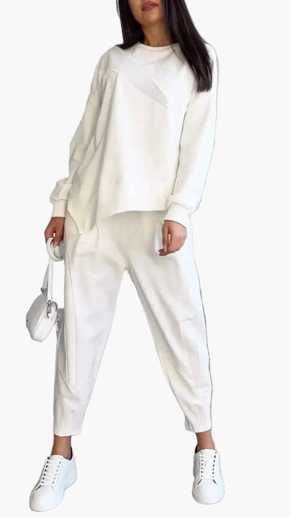 Damers avslappnade set med sweatshirt och byxa – modern vardagslook
