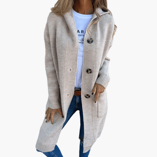 Damers lång cardigan – Elegant vardagskofta för lager-på-lager och stilfull komfort