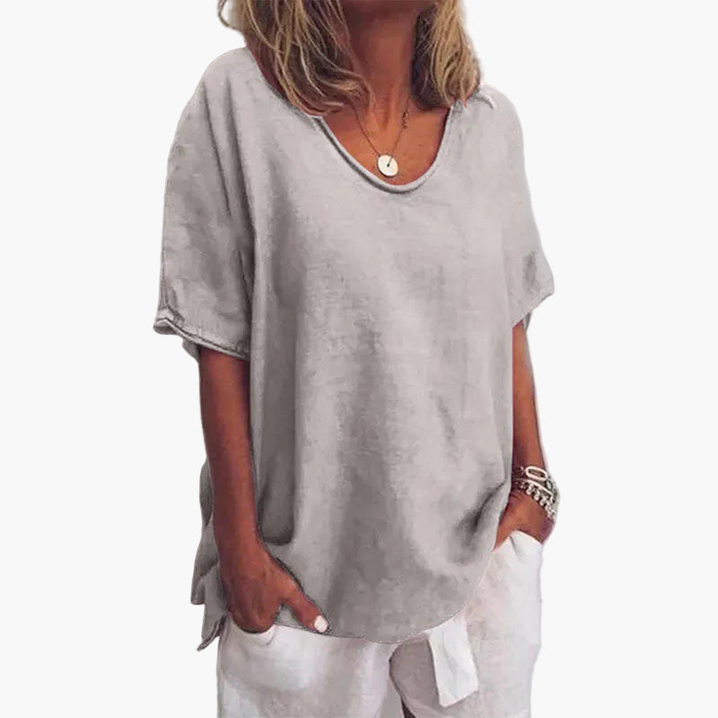 Dam Topp Avslappnad Oversize Vardagsblus Kortärmad Elegant