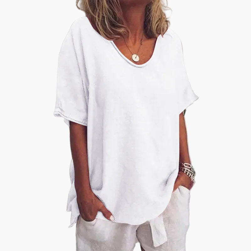 Dam Topp Avslappnad Oversize Vardagsblus Kortärmad Elegant