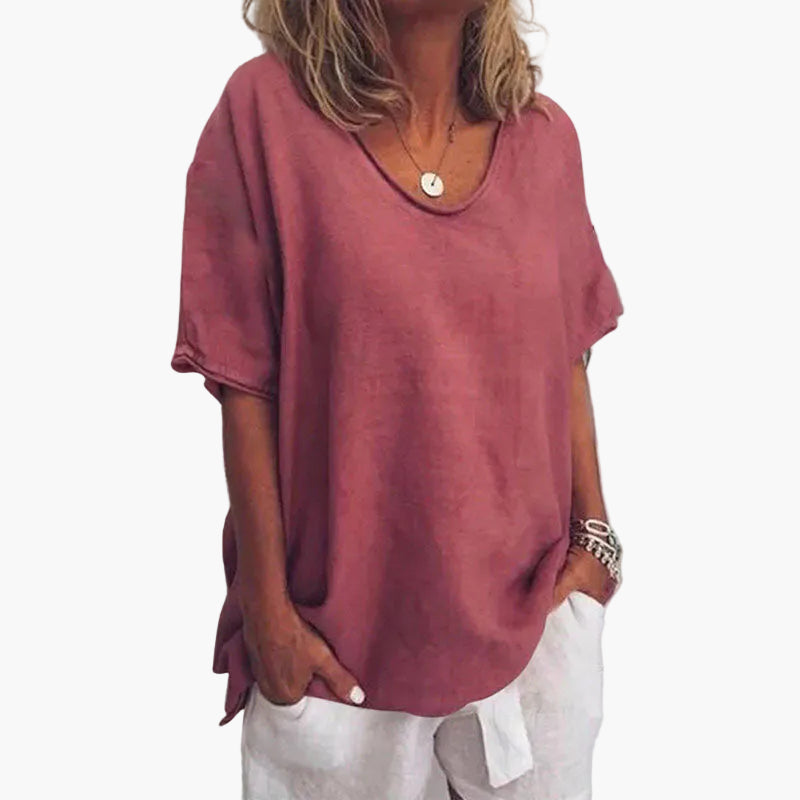 Dam Topp Avslappnad Oversize Vardagsblus Kortärmad Elegant