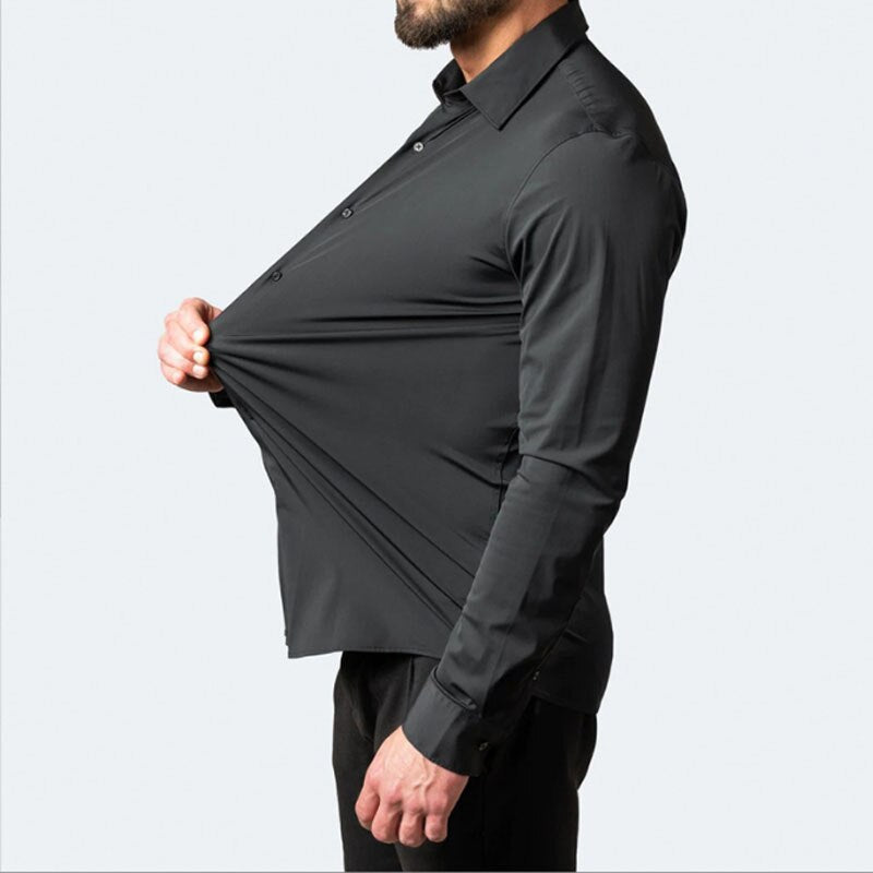 Herrskjorta – Elegant Slim Fit Business och Casual Skjorta med Lång Ärmar