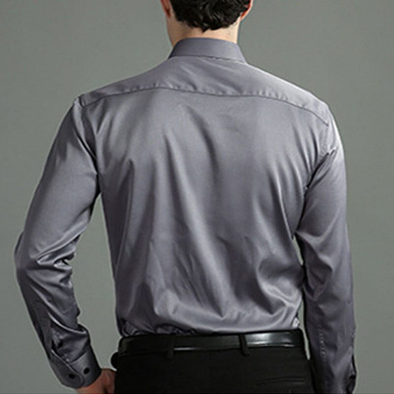 Herrskjorta – Elegant Slim Fit Business och Casual Skjorta med Lång Ärmar