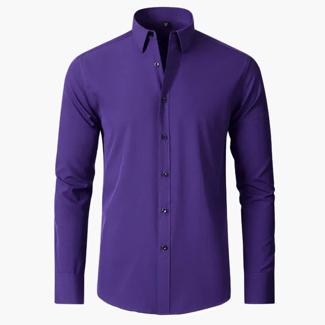 Herrskjorta – Elegant Slim Fit Business och Casual Skjorta med Lång Ärmar