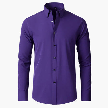 Herrskjorta – Elegant Slim Fit Business och Casual Skjorta med Lång Ärmar