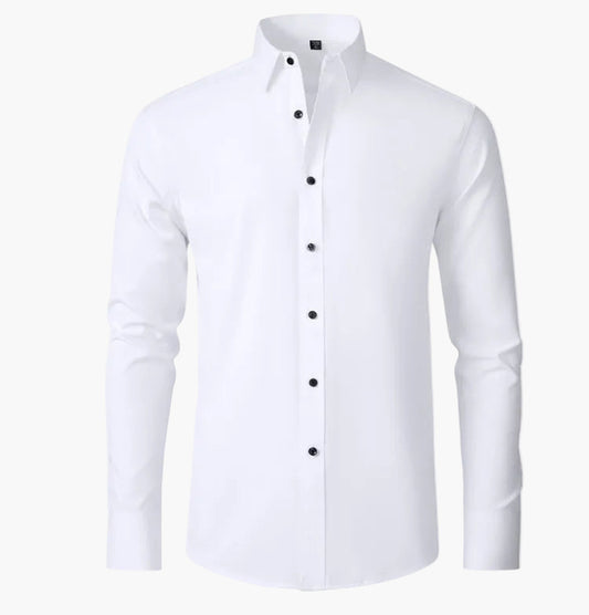 Herrskjorta – Elegant Slim Fit Business och Casual Skjorta med Lång Ärmar