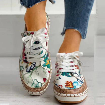 Dam Sneakers för kvinnor – Blommiga bekväma sneakers för vardag och promenad