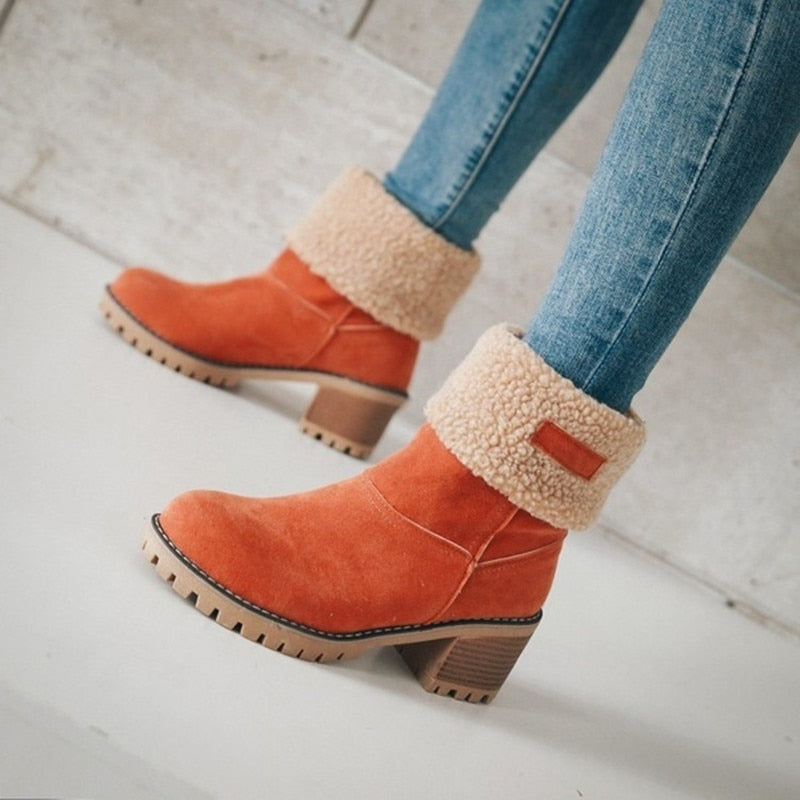 Damstövlar med Fårskinnsfoder – Vikbara Varmfodrade Boots för Vinter och Höst