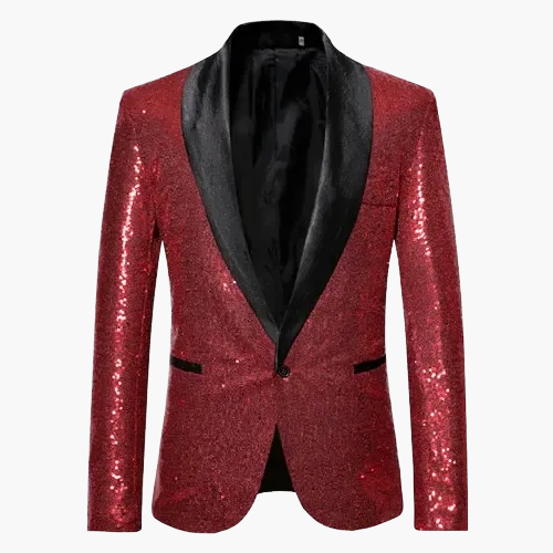 Herr Paljettkavaj Fest Blazer Slim Fit Partykläder