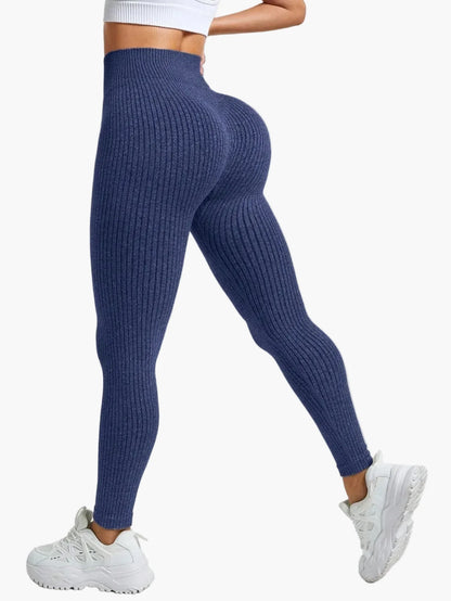 Dam Träningstights Ribbed Seamless – Högmidjade Formande Leggings för Träning & Vardag