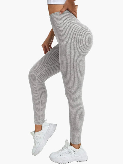 Dam Träningstights Ribbed Seamless – Högmidjade Formande Leggings för Träning & Vardag