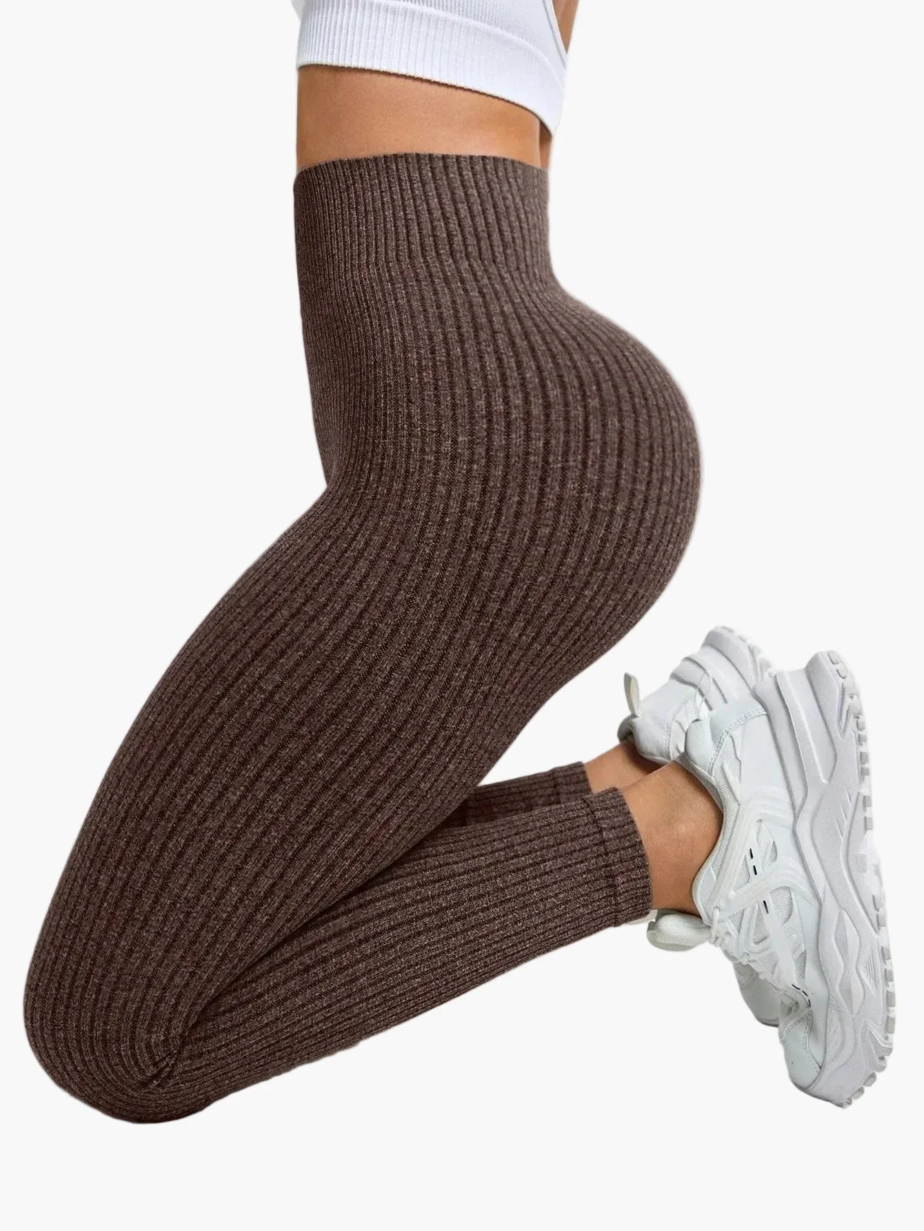 Dam Träningstights Ribbed Seamless – Högmidjade Formande Leggings för Träning & Vardag