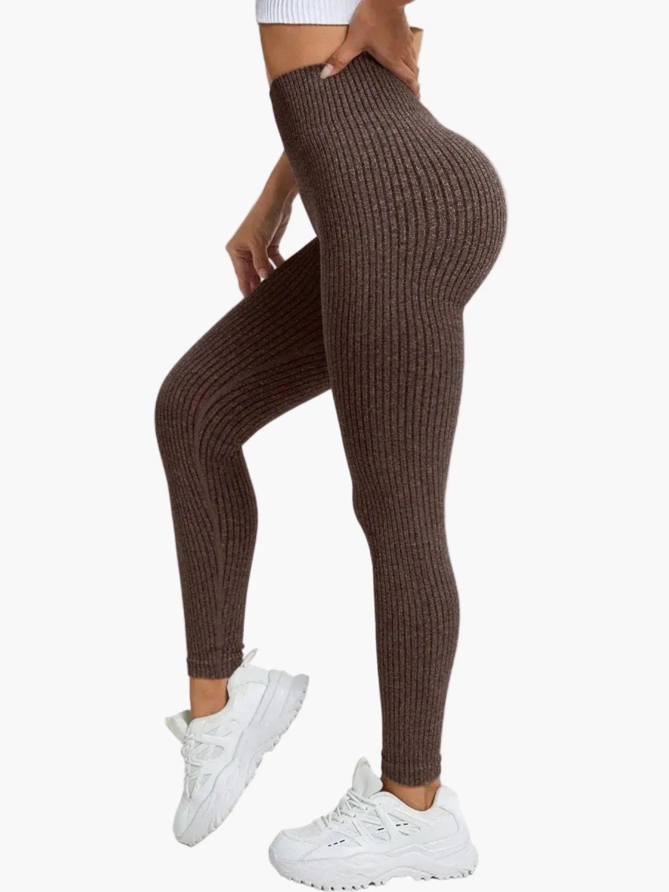 Dam Träningstights Ribbed Seamless – Högmidjade Formande Leggings för Träning & Vardag