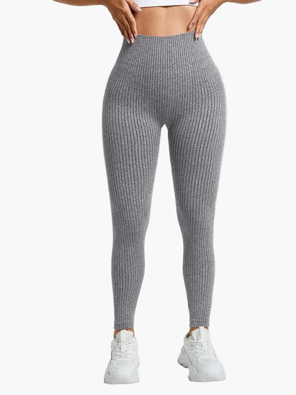 Dam Träningstights Ribbed Seamless – Högmidjade Formande Leggings för Träning & Vardag