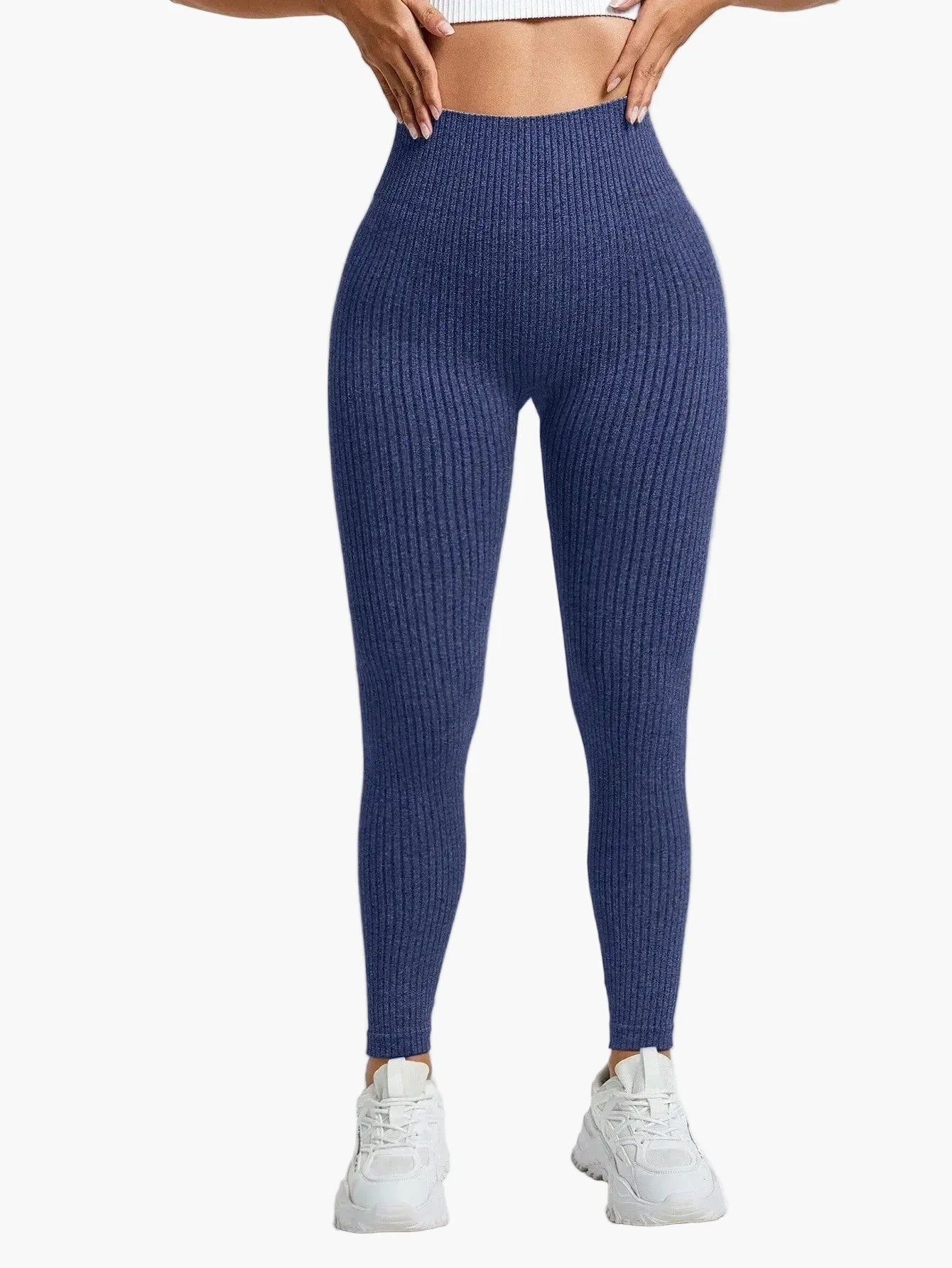 Dam Träningstights Ribbed Seamless – Högmidjade Formande Leggings för Träning & Vardag