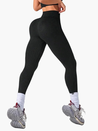 Dam Träningstights Ribbed Seamless – Högmidjade Formande Leggings för Träning & Vardag