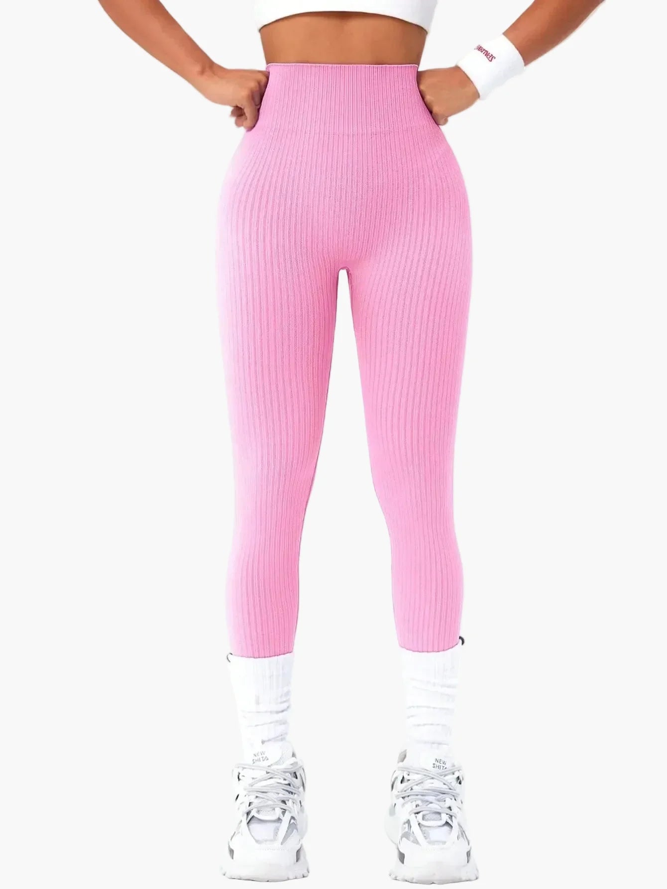 Dam Träningstights Ribbed Seamless – Högmidjade Formande Leggings för Träning & Vardag