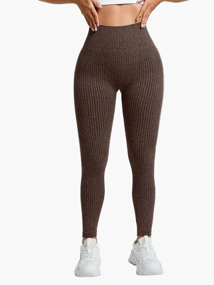 Dam Träningstights Ribbed Seamless – Högmidjade Formande Leggings för Träning & Vardag