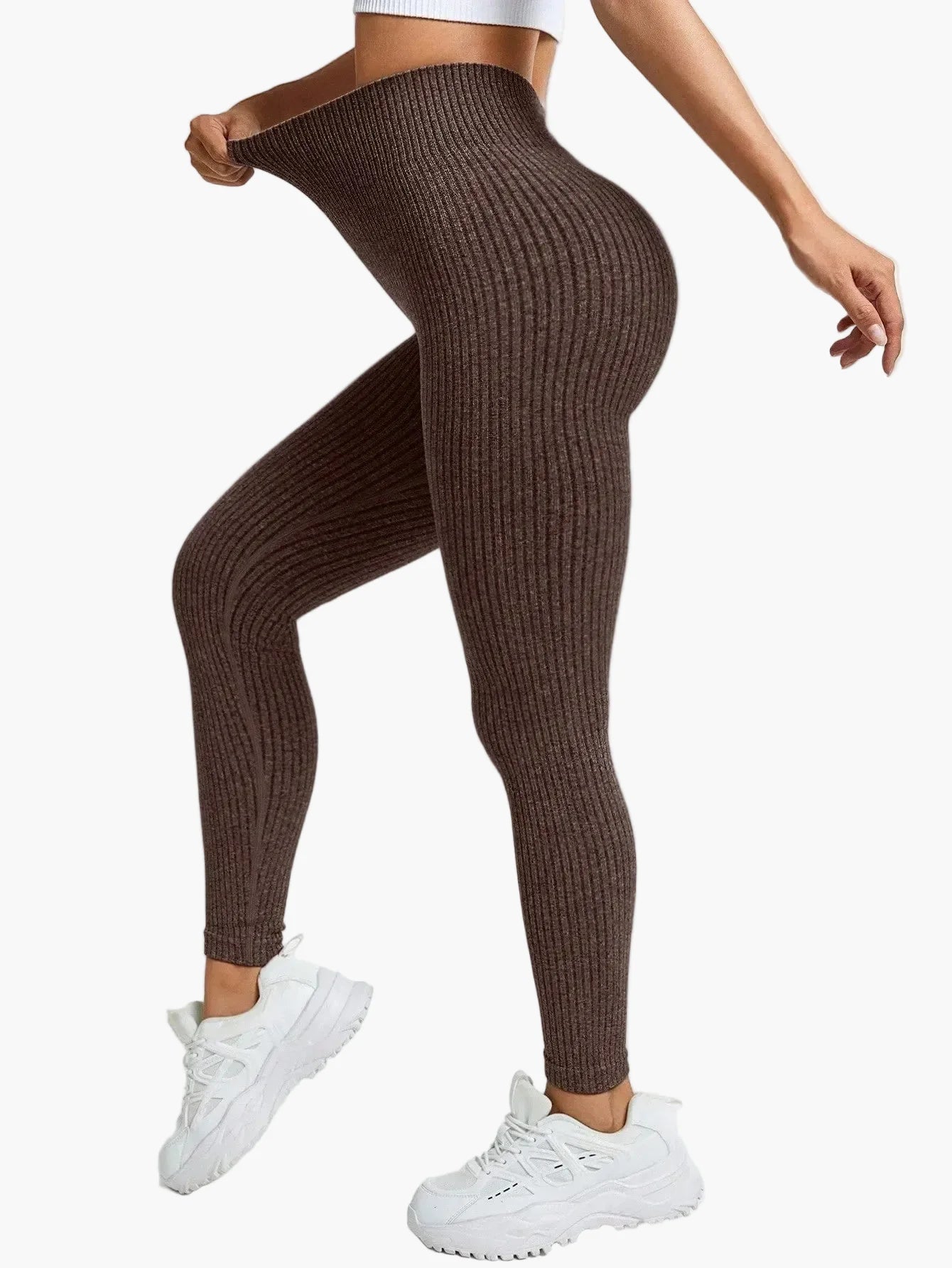 Dam Träningstights Ribbed Seamless – Högmidjade Formande Leggings för Träning & Vardag