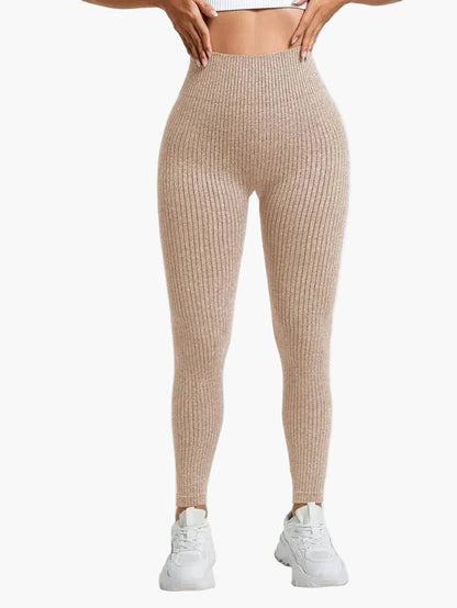 Dam Träningstights Ribbed Seamless – Högmidjade Formande Leggings för Träning & Vardag
