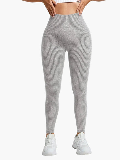 Dam Träningstights Ribbed Seamless – Högmidjade Formande Leggings för Träning & Vardag