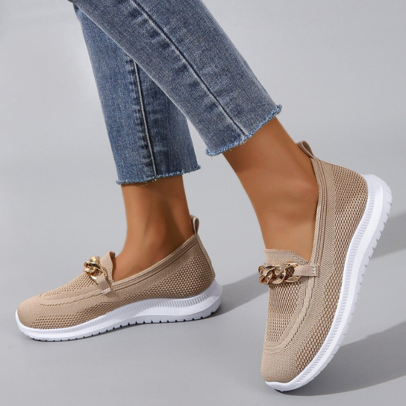 Dam Sneakers med Kedjedetalj – Bekväma och Stilrena Loafers för Vardagsbruk