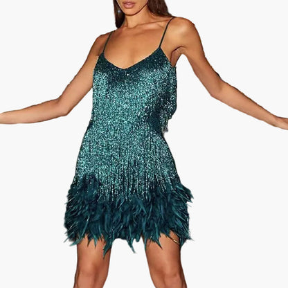 Damers festklänning i samba-stil med fransar – Perfekt för cocktailparty och kvällsevent