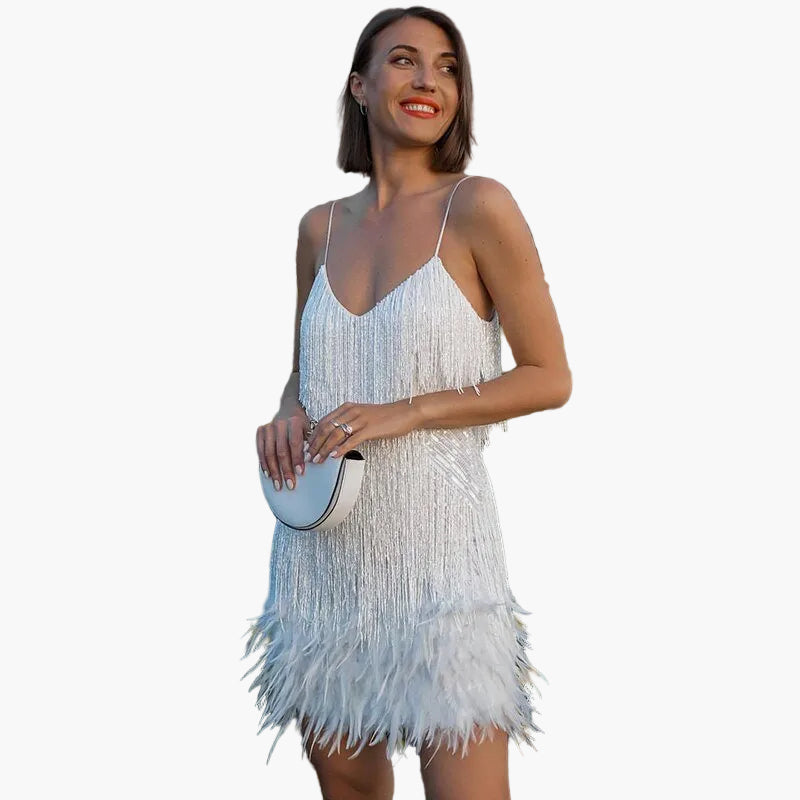 Damers festklänning i samba-stil med fransar – Perfekt för cocktailparty och kvällsevent