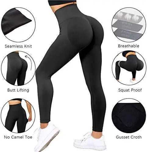 Dam Seamless Träningsleggings Hög Midja Lyftande Effekt Fitness
