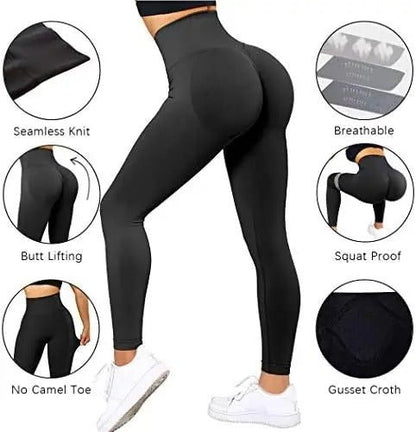 Dam Seamless Träningsleggings Hög Midja Lyftande Effekt Fitness