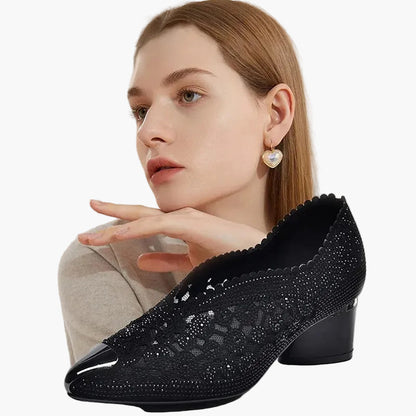 Damers ortopediska eleganta pumps med låg klack och glamorös design – Perfekt för komfort hela dagen