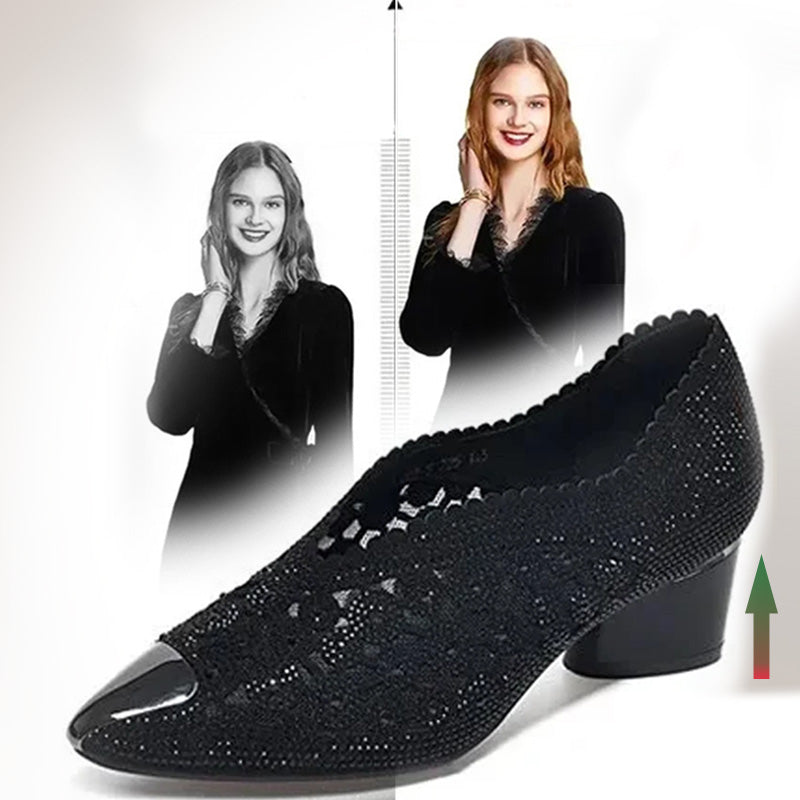 Damers ortopediska eleganta pumps med låg klack och glamorös design – Perfekt för komfort hela dagen