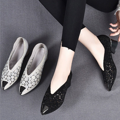 Damers ortopediska eleganta pumps med låg klack och glamorös design – Perfekt för komfort hela dagen