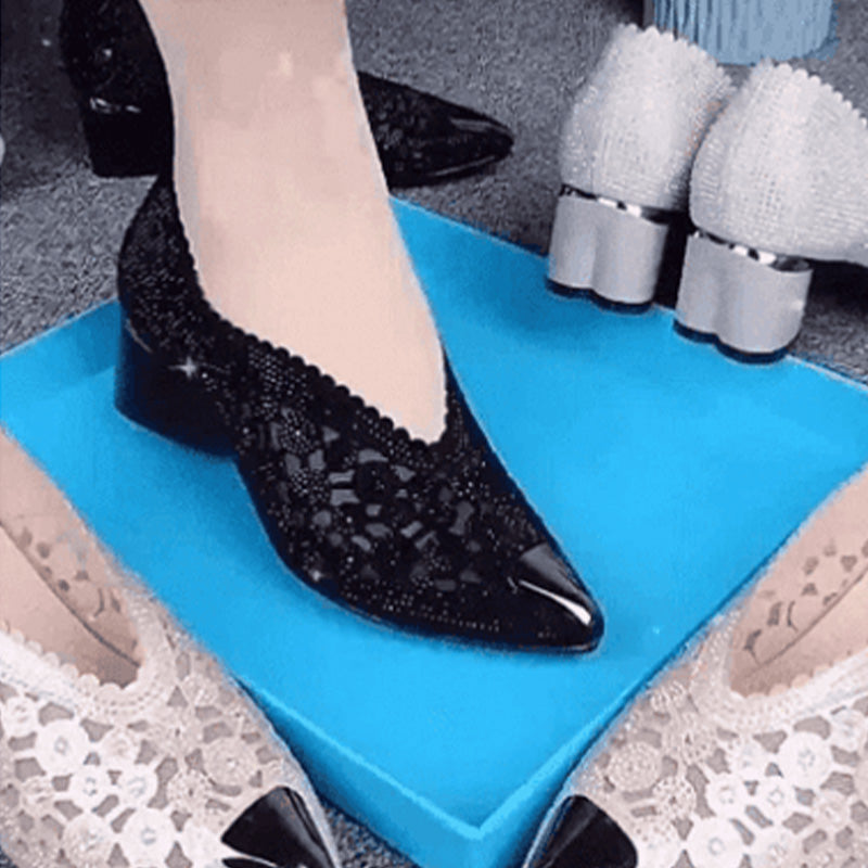 Damers ortopediska eleganta pumps med låg klack och glamorös design – Perfekt för komfort hela dagen