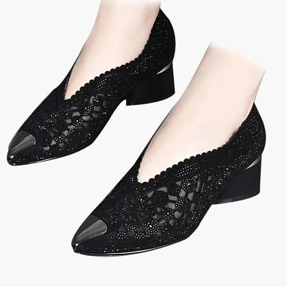 Damers ortopediska eleganta pumps med låg klack och glamorös design – Perfekt för komfort hela dagen