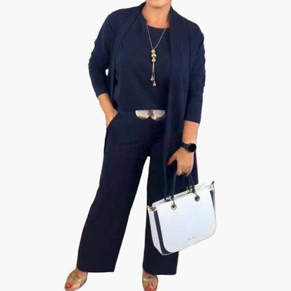 Damers elegant 3-delad set – Stilren och bekväm outfit för vardag och arbete