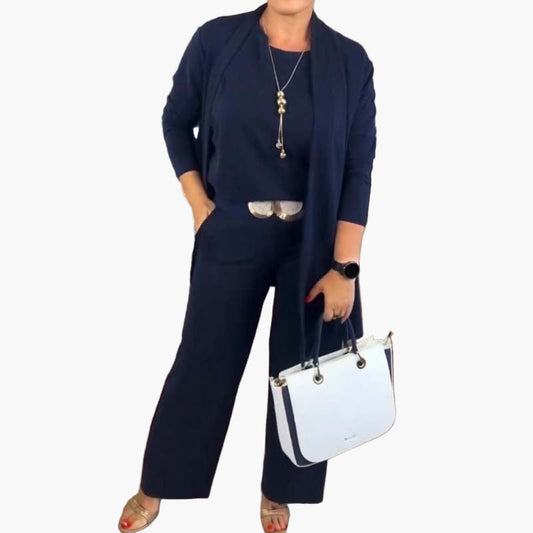 Damers elegant 3-delad set – Stilren och bekväm outfit för vardag och arbete