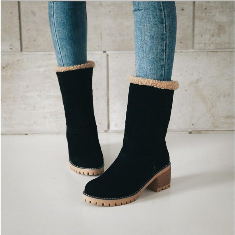 Damstövlar med Fårskinnsfoder – Vikbara Varmfodrade Boots för Vinter och Höst
