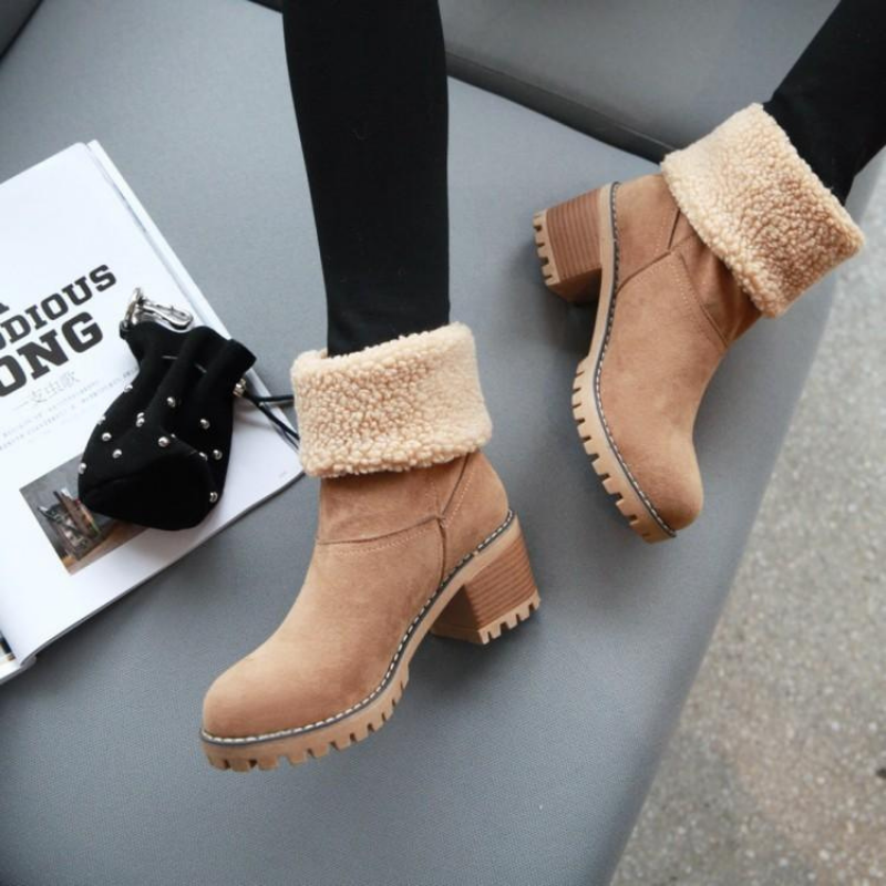 Damstövlar med Fårskinnsfoder – Vikbara Varmfodrade Boots för Vinter och Höst