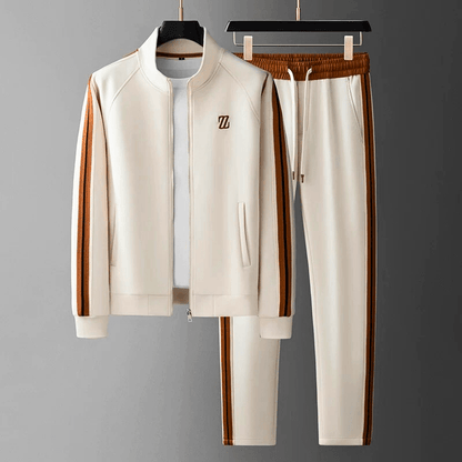Herr Träningsset – Sportig 2-delad Dress med Jacka och Byxa, Modern Fritidsstil