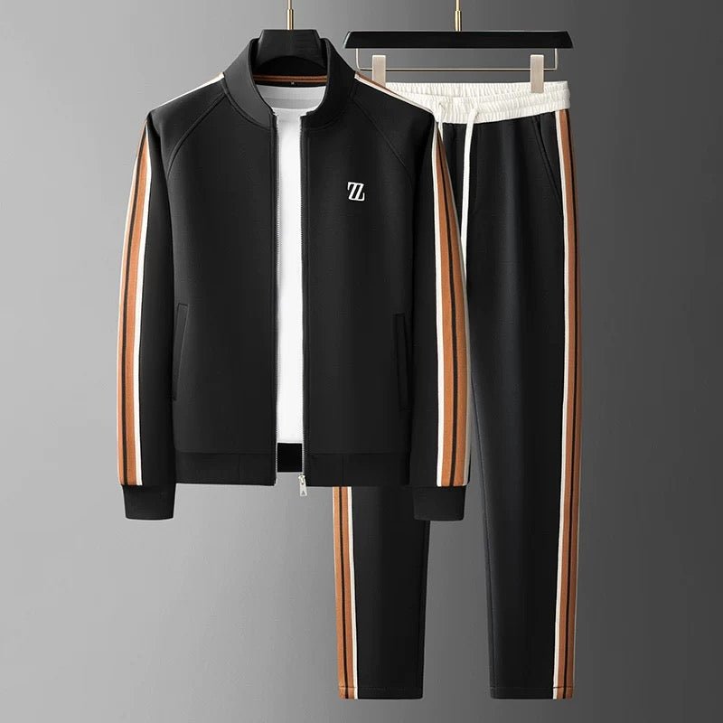 Herr Träningsset – Sportig 2-delad Dress med Jacka och Byxa, Modern Fritidsstil